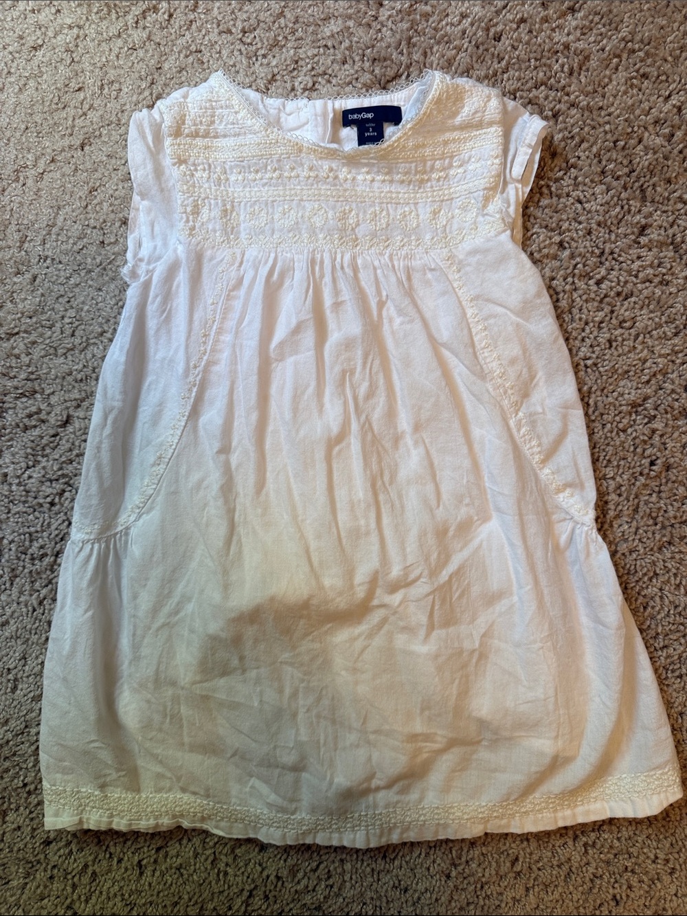 GAP White Toddler Dress with Lace Neckline size 3